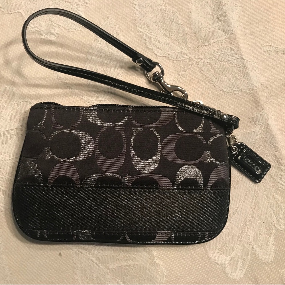**COACH** Black/Silver Wristlet